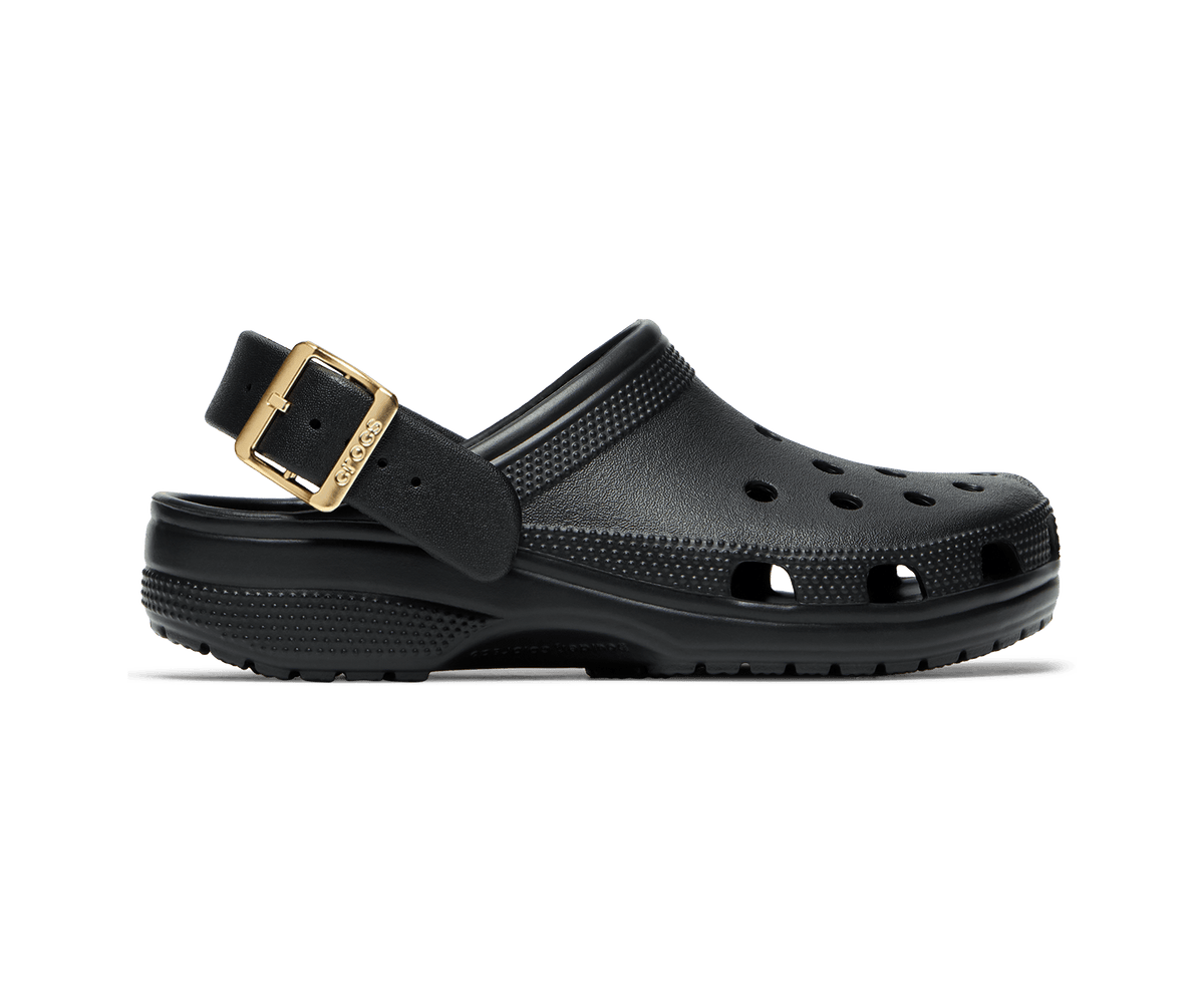 Classic Metallic Buckle Clog - Black